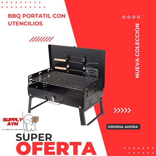 BBQ PORTATIL CON UTENCILIOS